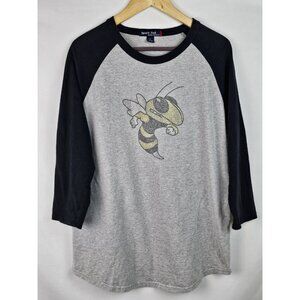 Georgia Tech Yellowjackets Women's Shirt Medium Gray Embellished 3/4 Sleeve Top